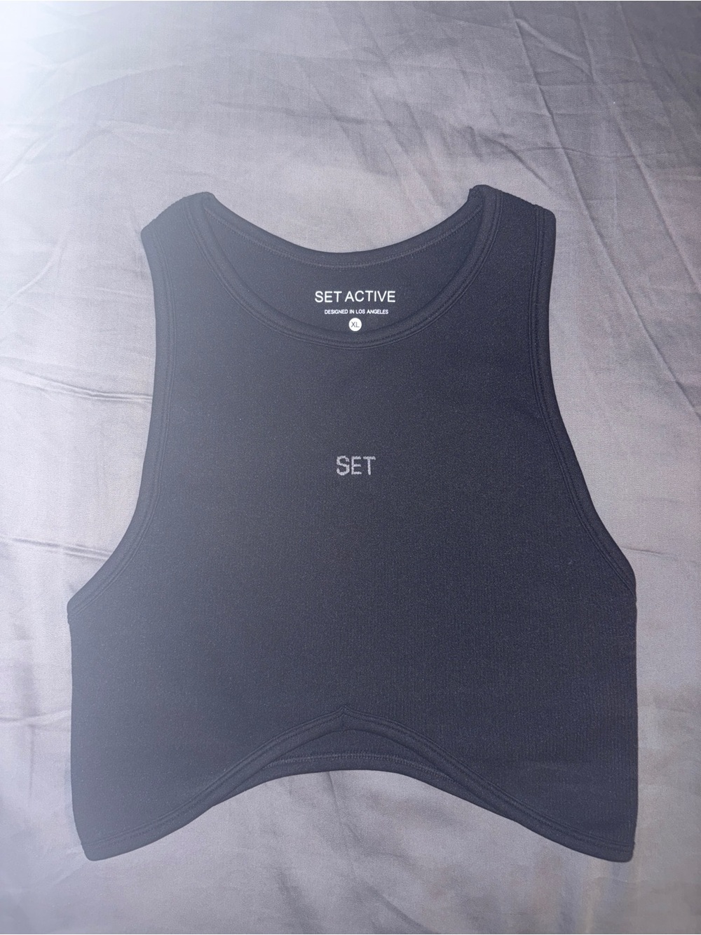 SET Active Black Ribbed Sport Crop Tank